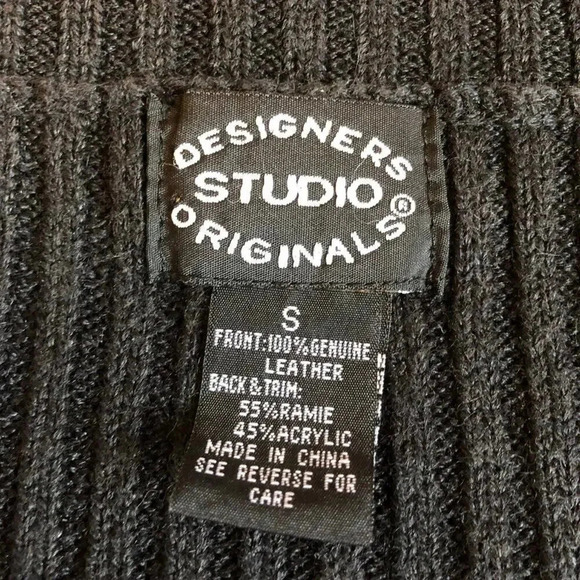 Designer Studio Originals Leather Knit Women Motorcycle Vest Black Gust Size S - Picture 4 of 6